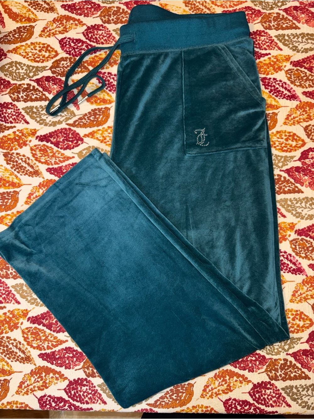 Womenโs Juicy Couture Teal Velour Lounge Pants